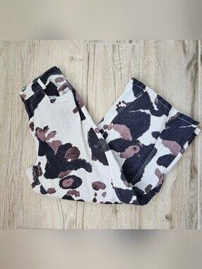 Sixxta Fiesta Fun Maxi Cow Print Wide Leg Jeans Size 27